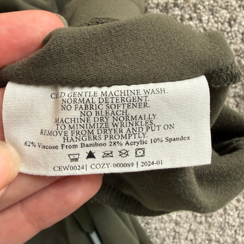 Cozy Earth Brushed Bamboo‎ XS Olive Green Midi Skirt Drawstring Comfy Athleisure - Picture 8 of 9